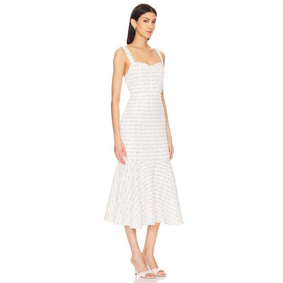 MISA Los Angeles Elke Tweed Midi Dress Medium NWT Metallic Revolve - Picture 7 of 9